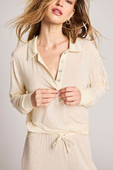 Fino Featherweight Cashmere Polo in Cream