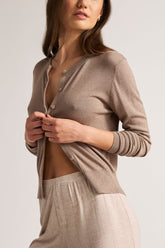 Silk Cashmere Cardi in Mink