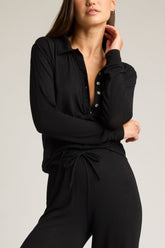 Fino Featherweight Cashmere Polo in Black