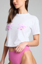 Uniform Baby Tee in White: Orchid Edition