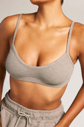 Waffle Knit Lounge Bralette in Mink