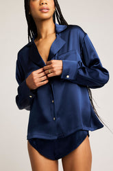 Eclipse Washable Silk Shirt in Navy