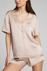 Eclipse Washable Silk Deep V-Top in Fizz