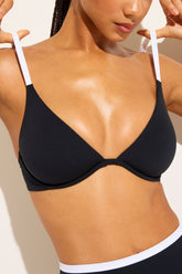 Swim Plunge Top in Black + White