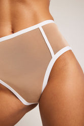 Sieve High Brief in Buff + White