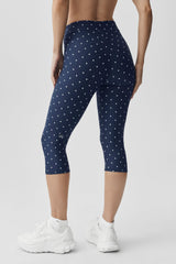 Airlift Polka Dot High-Waist Iconic 90's Capri - Navy/White