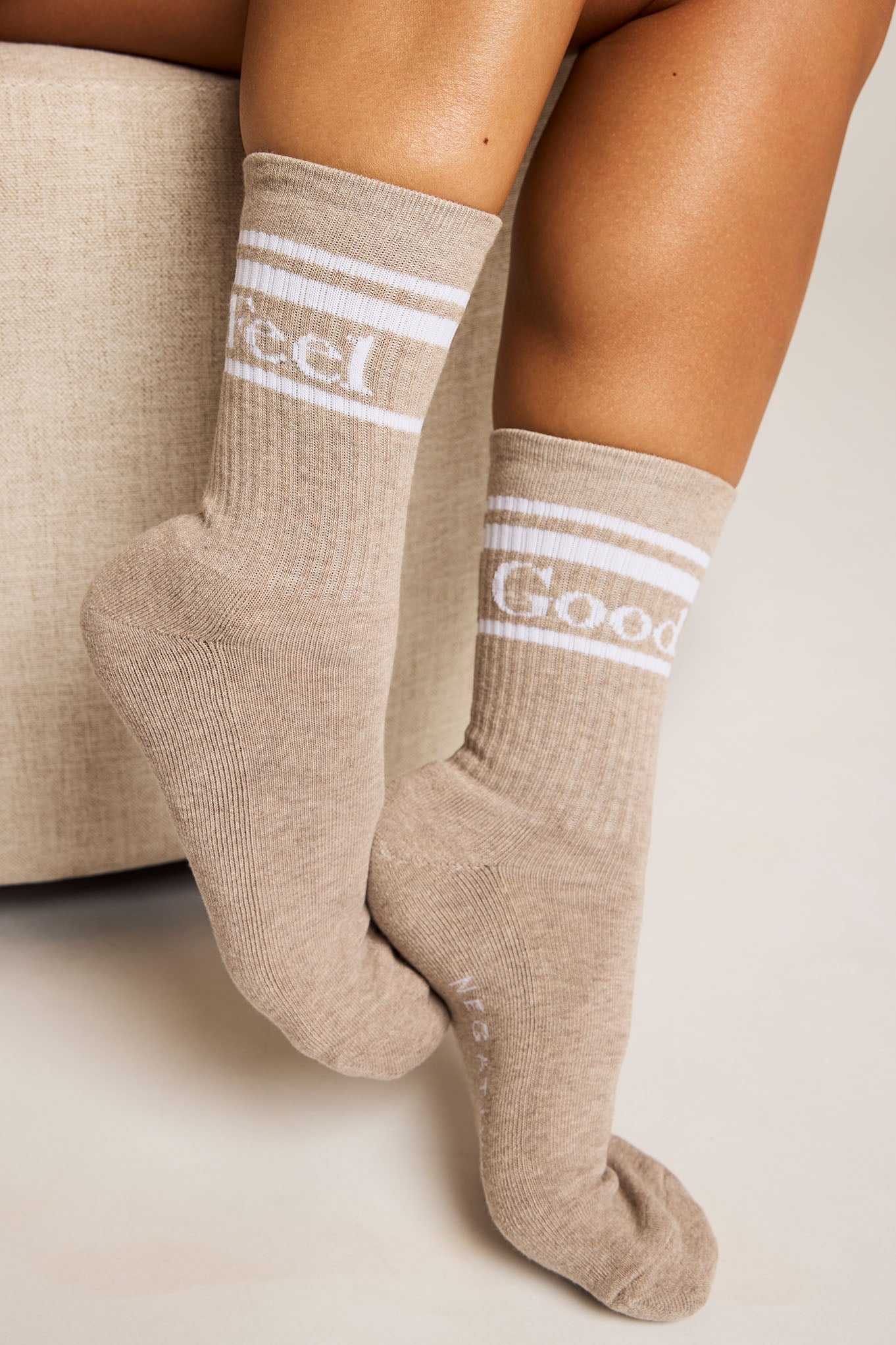 Feel Good Varsity Sock Trio in Toast (Pack)