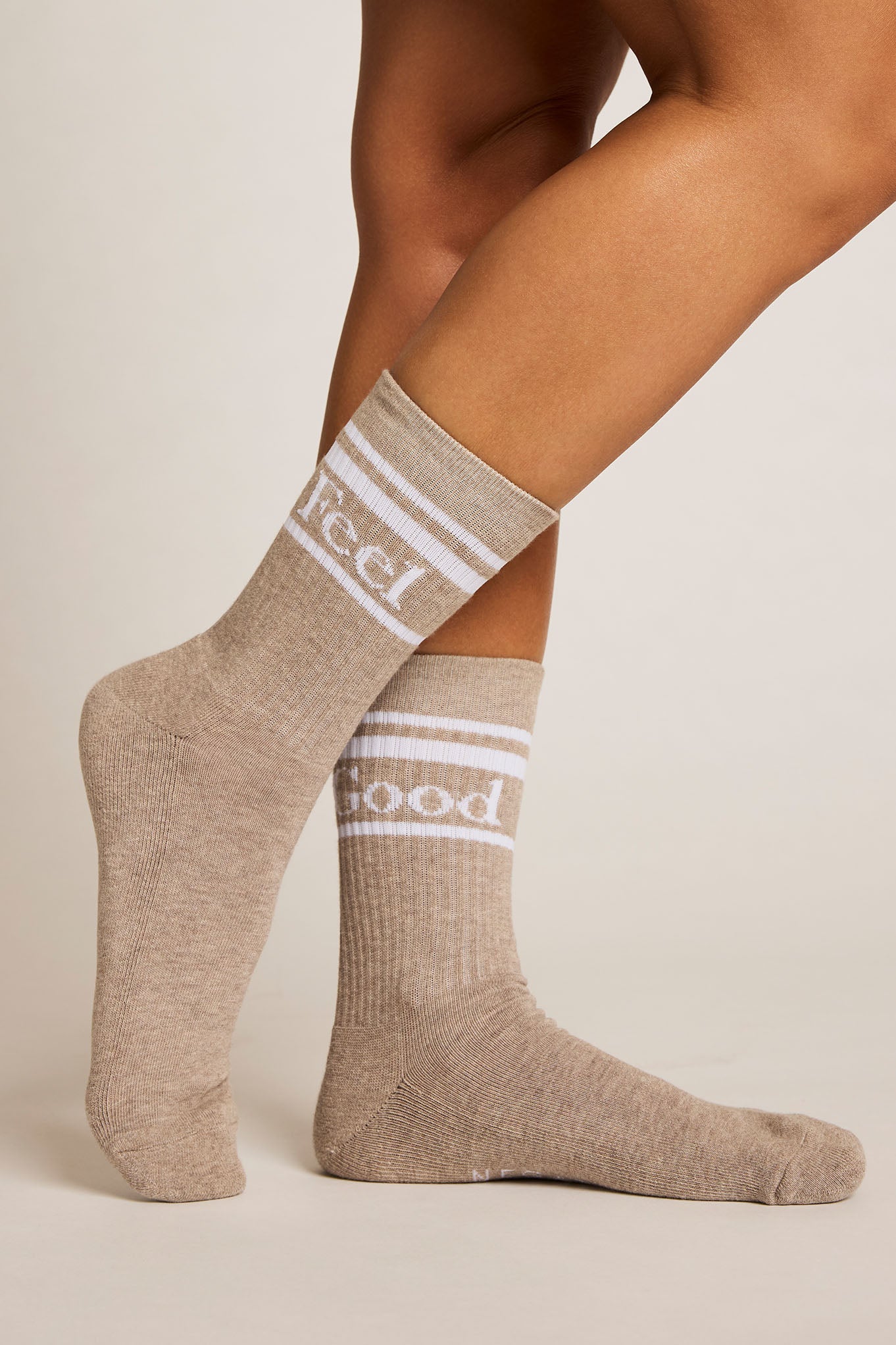 Feel Good Varsity Sock Trio in Toast (Pack)