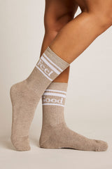 Feel Good Varsity Sock Trio in Toast (Pack)