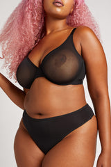 Cloud Cotton Thong in Black (Pack)
