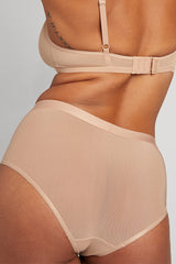 Sieve High-Waist Brief in Buff