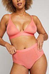 Sieve High-Waist Brief in Coral