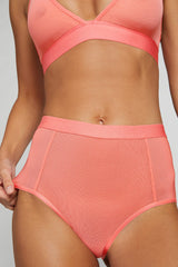 Sieve High-Waist Brief in Coral