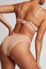 Eyelet Lace Cutout Bra in Buff
