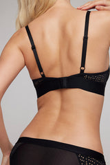 Eyelet Lace Triangle Bra in Black