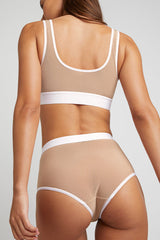 Sieve Bra Top in Buff + White