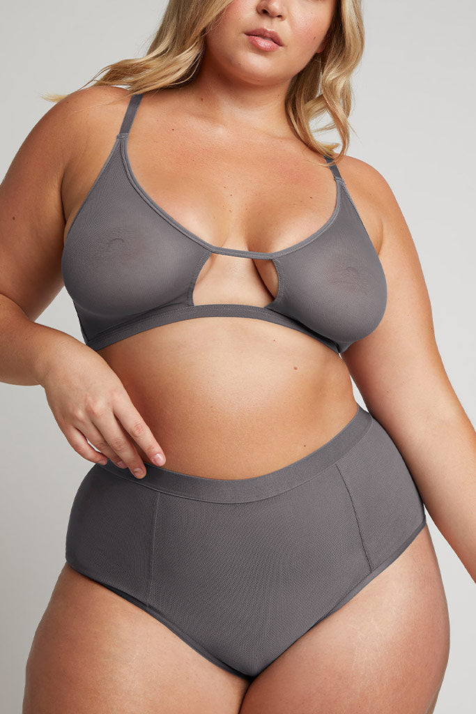 Sieve Cutout Bra in Graphite
