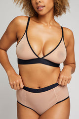 Sieve Triangle Bra in Buff + Black