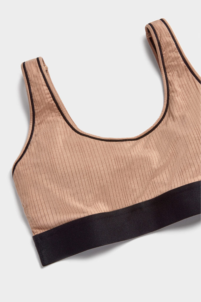 Whipped Bra Top in Buff + Black