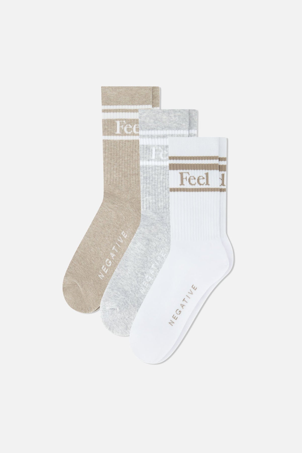 Feel Good Varsity Sock Trio in Toast (Pack)