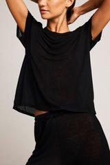Fino Featherweight Cashmere Boyfriend Tee in Black