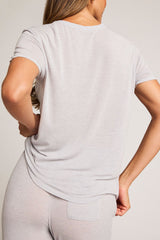 Fino Featherweight Cashmere Boyfriend Tee in Heather Grey