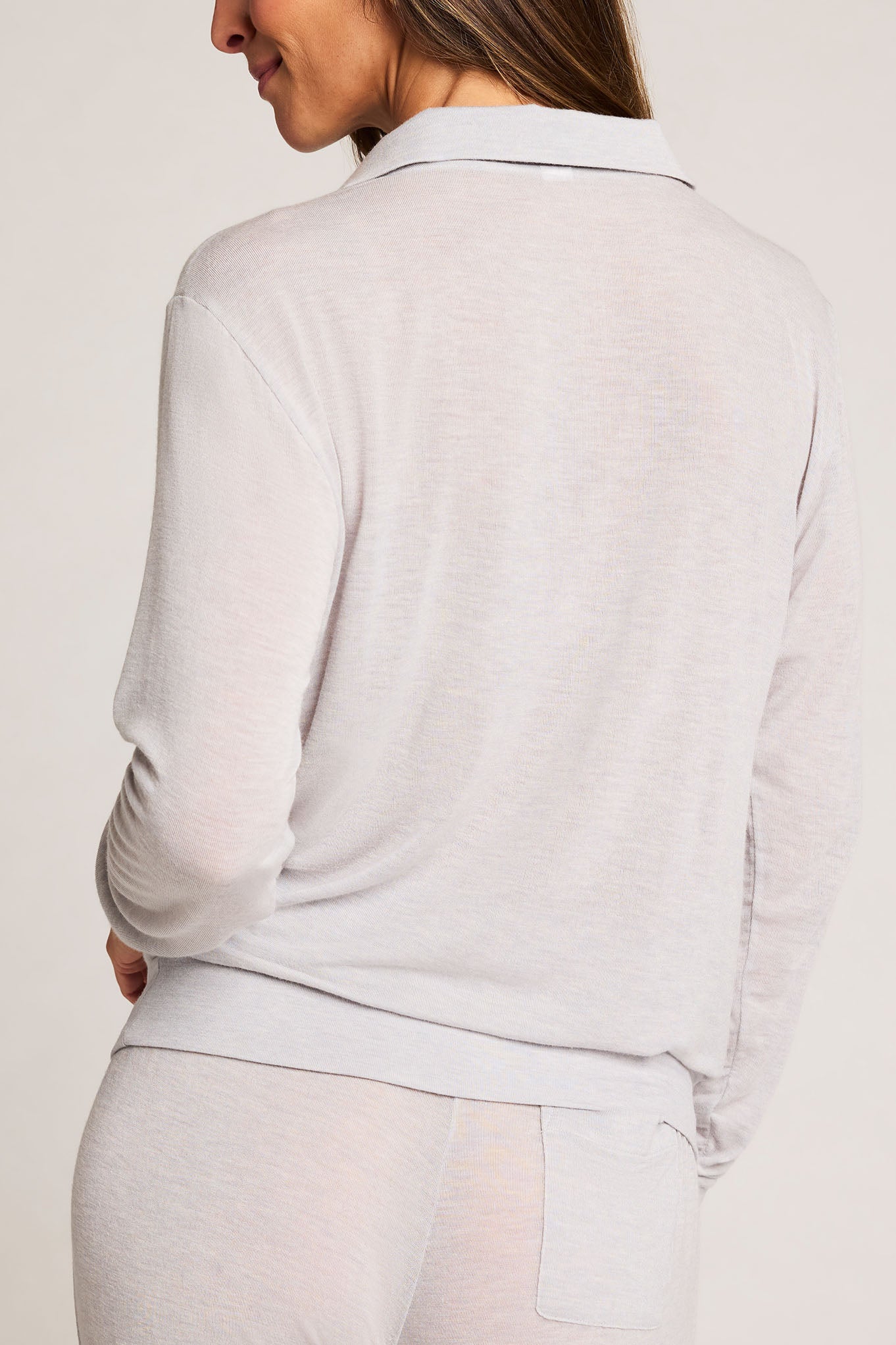 Fino Featherweight Cashmere Polo in Heather Grey
