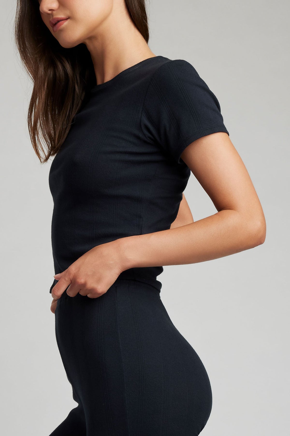 Pointelle Baby Tee in Black