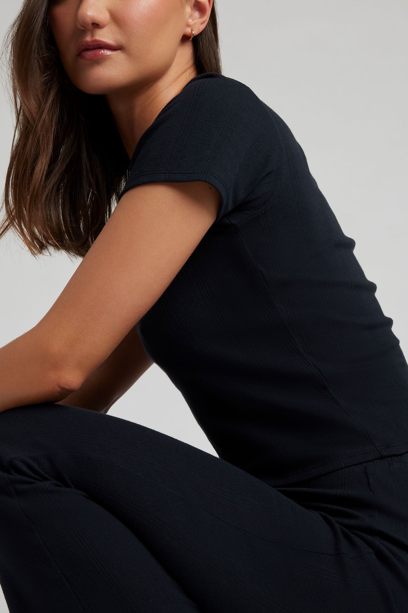 Pointelle Baby Tee in Black