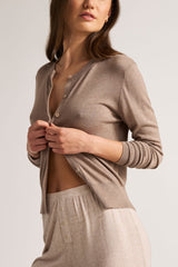 Silk Cashmere Cardi in Mink