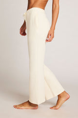 Waffle Knit Cropped Track Pant in Cream