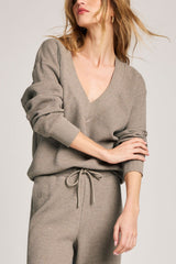 Waffle Knit Deep V in Mink