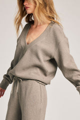 Waffle Knit Deep V in Mink
