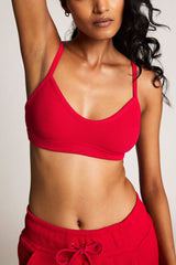 Waffle Knit Lounge Bralette in Cerise