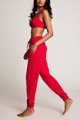 Waffle Knit Lounge Bralette in Cerise