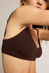 Waffle Knit Lounge Bralette in Espresso