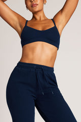 Waffle Knit Lounge Bralette in Navy