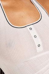 Whipped Racerback Tank in White + Black