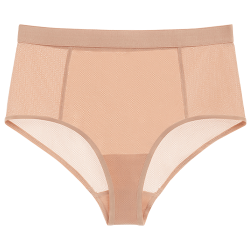 Sieve High-Waist Brief in Buff