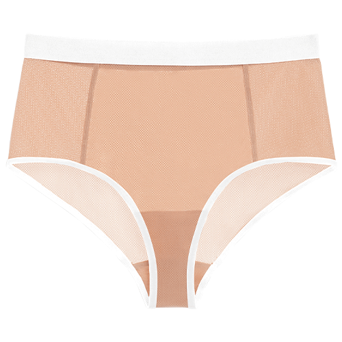 Sieve High-Waist Brief in Buff + White