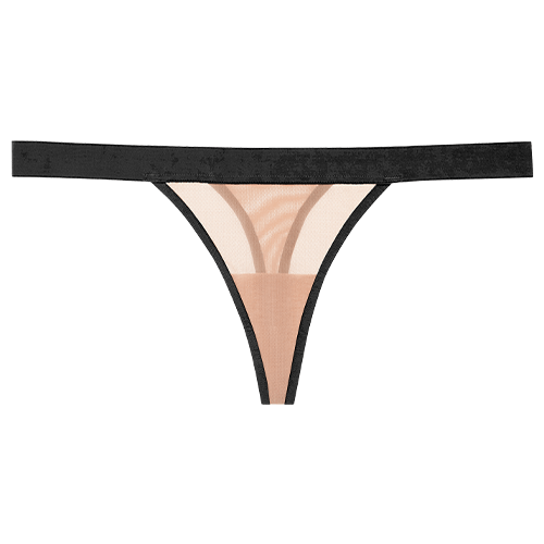 Sieve Thong in Buff + Black