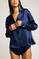 Eclipse Washable Silk Shirt in Navy
