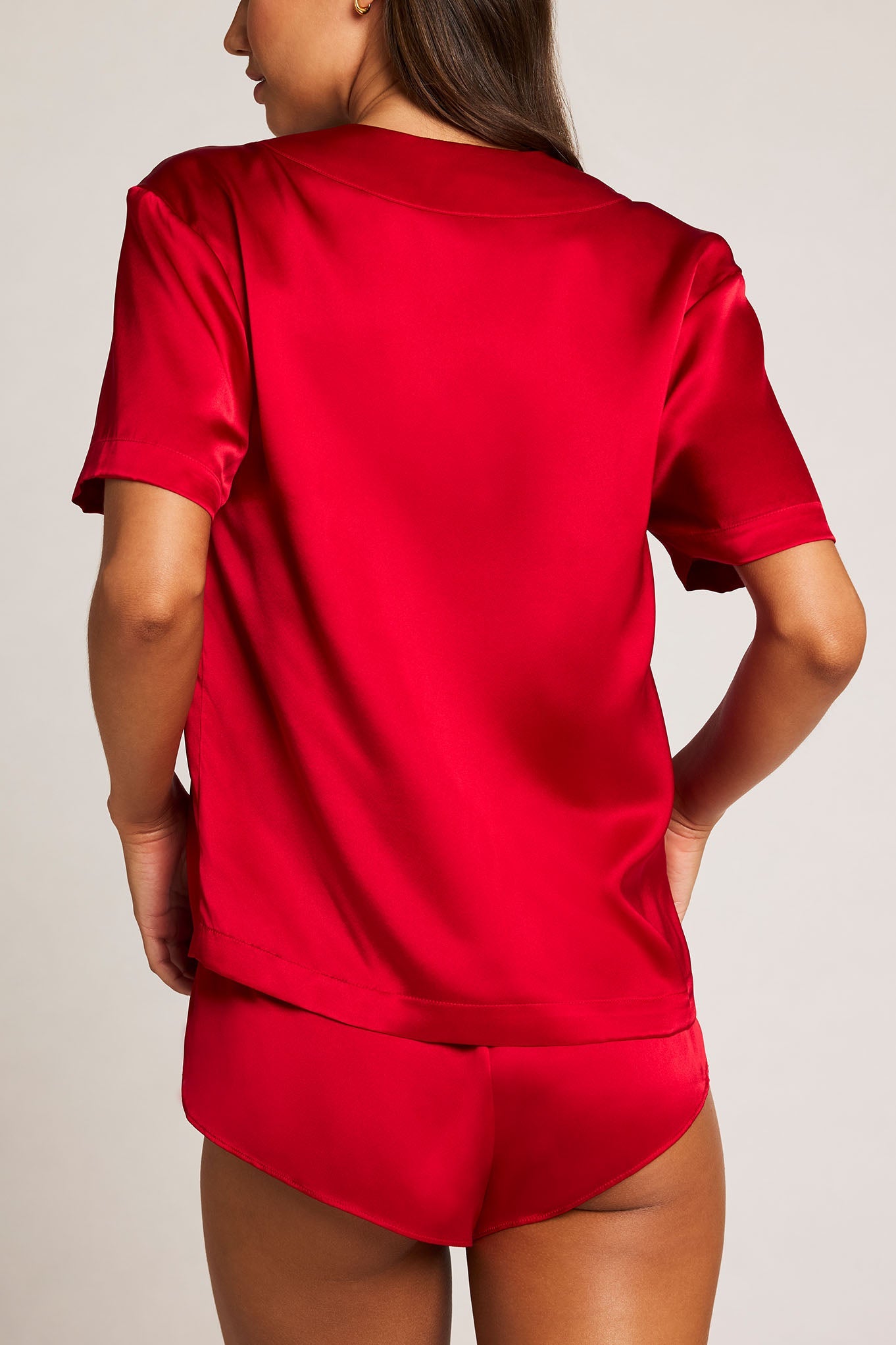 Eclipse Washable Silk V-Top in Cerise