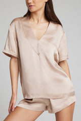 Eclipse Washable Silk Deep V-Top in Fizz