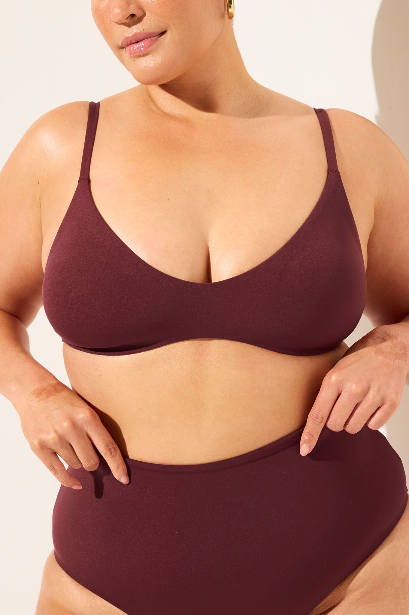 Swim Scoop Top in Garnet