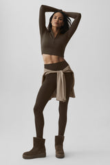 ALO Softsculpt Precision 1/4 Zip Long Sleeve - Espresso