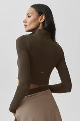 ALO Softsculpt Precision 1/4 Zip Long Sleeve - Espresso