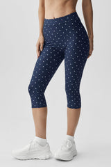 Airlift Polka Dot High-Waist Iconic 90's Capri - Navy/White