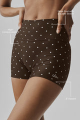 3" Airlift Polka Dot High-Waist Short - Espresso/White